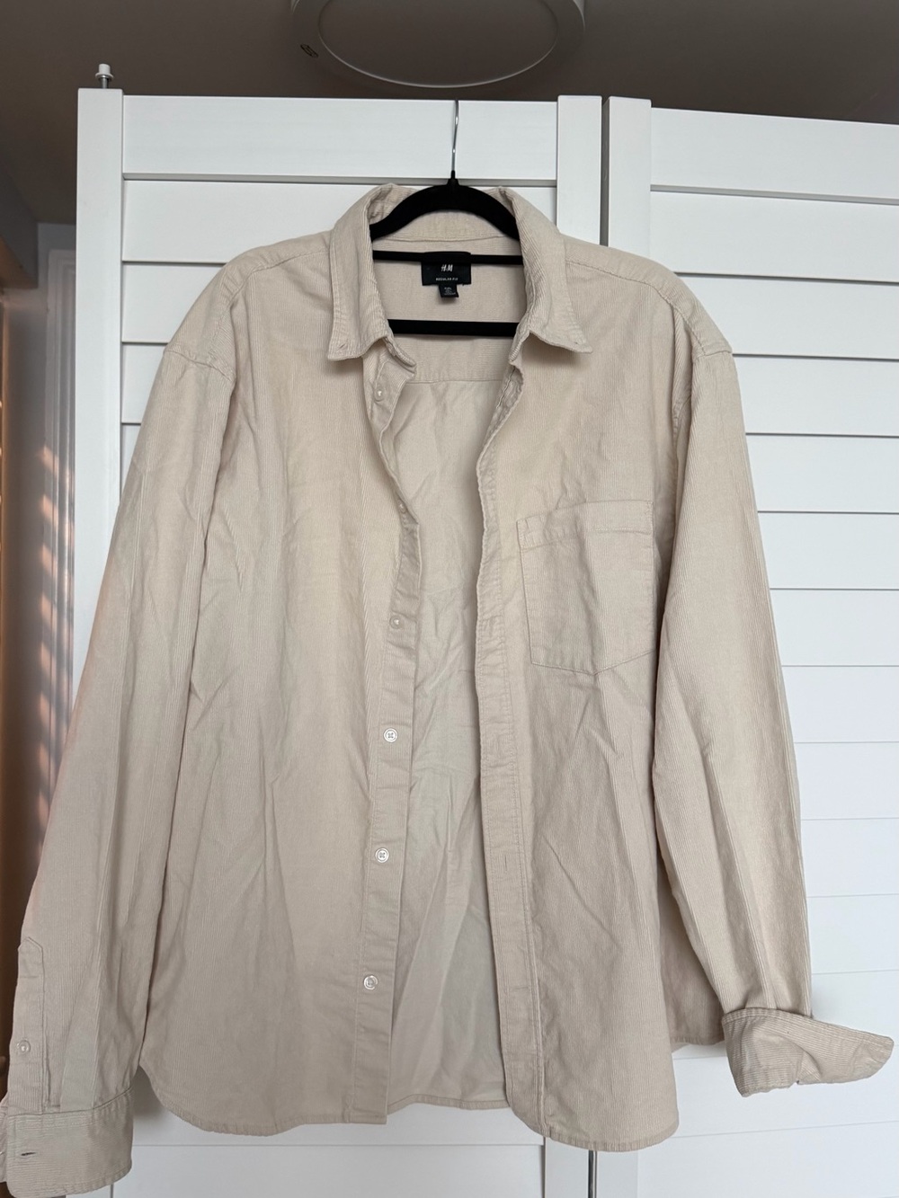 H&M Beige Corduroy Button-Down Shirt